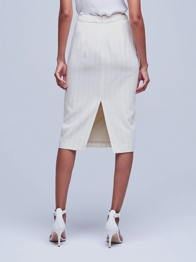 L Agence Julie Tailored Pencil Skirt In Ecru/gold