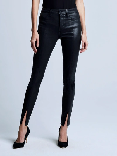 Shop L Agence Jyothi Coated Jean In Noir Coated