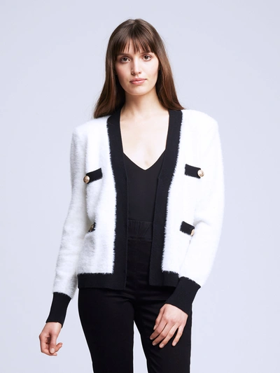 Shop L Agence Kai Cardigan In White/black