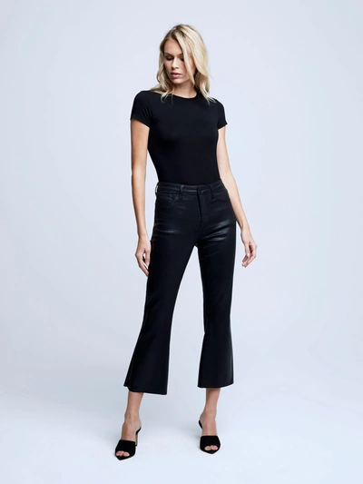Shop L Agence Kendra Coated Cropped Flare Jean In Noir Coated