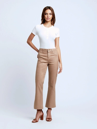 Shop L Agence Kendra Coated Cropped Flare Jean In Cappuccino Coated