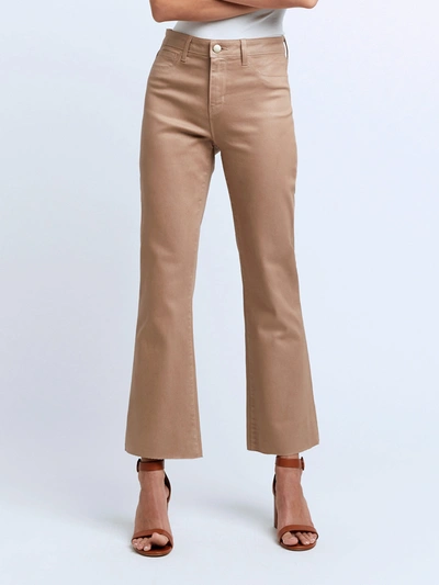 Shop L Agence Kendra Coated Cropped Flare Jean In Cappuccino Coated