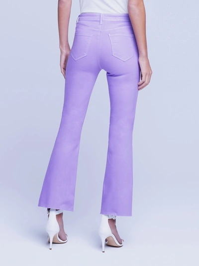 L Agence L'agence Kendra High Rise Crop Flare Jeans In Orchid In Orchid/natural Contrast Coated