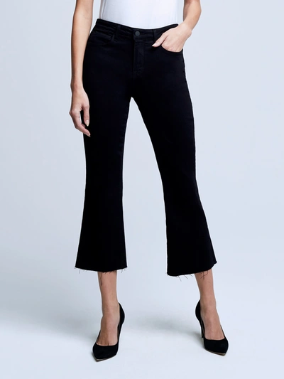 L Agence Kendra High-rise Crop Flare Jeans In Black