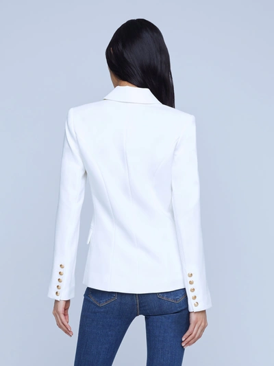 L'agence Kenzie Double-breasted Leather Blazer In Ivory