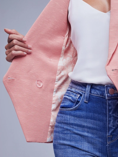 L Agence Kenzie Double Breasted Blazer In Rose Tan/tropical Toile
