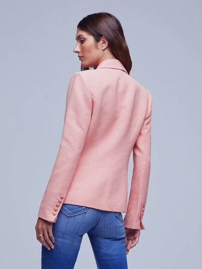 L Agence Kenzie Double Breasted Blazer In Rose Tan/tropical Toile