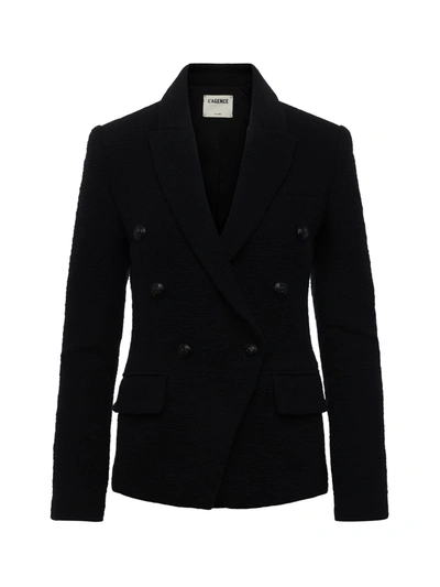 Shop L Agence Kenzie Tweed Blazer In Black/black
