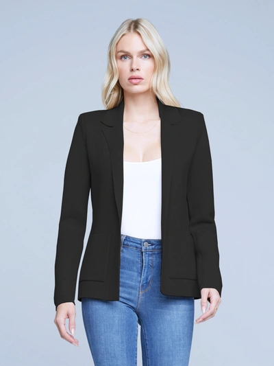 Shop L Agence Lacey Knit Blazer In Black