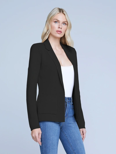 Shop L Agence Lacey Knit Blazer In Black