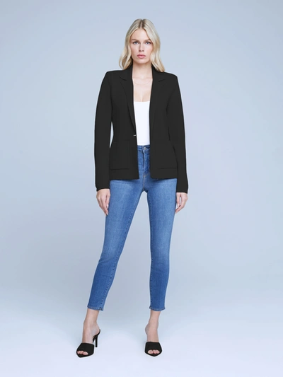 Shop L Agence Lacey Knit Blazer In Black