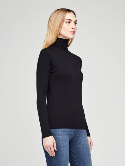 L Agence Lani Long-sleeve Turtleneck Top In Black