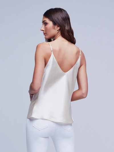 Shop L Agence Lexi Silk Camisole In Pearl