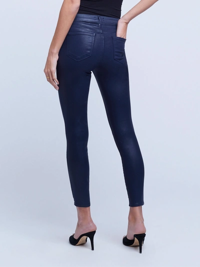 Shop L Agence Margot Coated Skinny Jean In Navy Coated