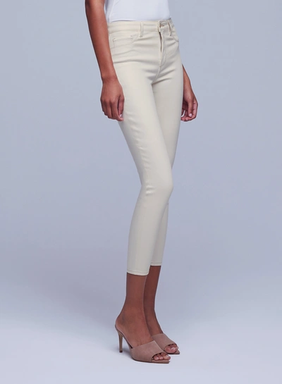 Shop L Agence Margot Coated Skinny Jean In Oat/mothergoose Contrast Coated