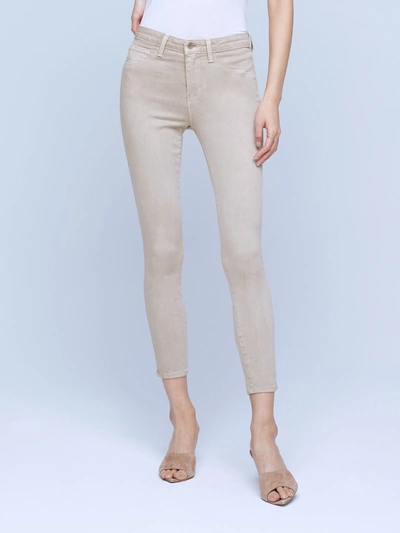 L Agence Margot Cropped Coated High-rise Skinny Jeans In Biscuit