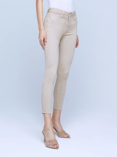 L Agence Margot Cropped Coated High-rise Skinny Jeans In Biscuit
