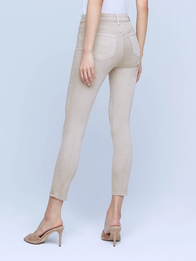 L Agence Margot Cropped Coated High-rise Skinny Jeans In Biscuit