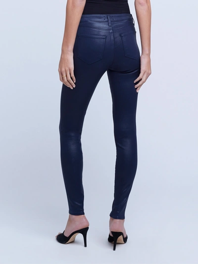 L Agence Marguerite Coated Skinny Jean In Navy Coated