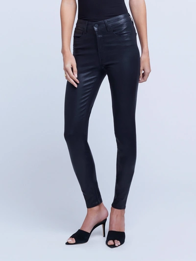 Shop L Agence Marguerite Coated Jean In Black Coated