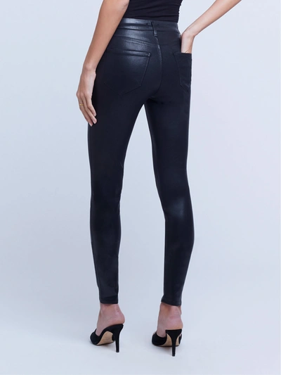 L Agence Selma High Rise Sleek Baby Bootcut Jeans In Noir Coated In Black Coated