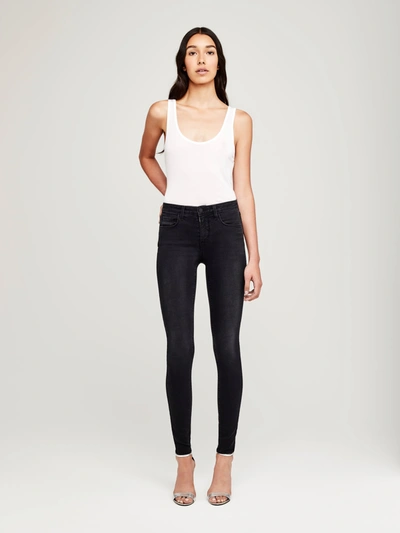 L Agence Josie Velvet Jean In Noir In Dark Graphite