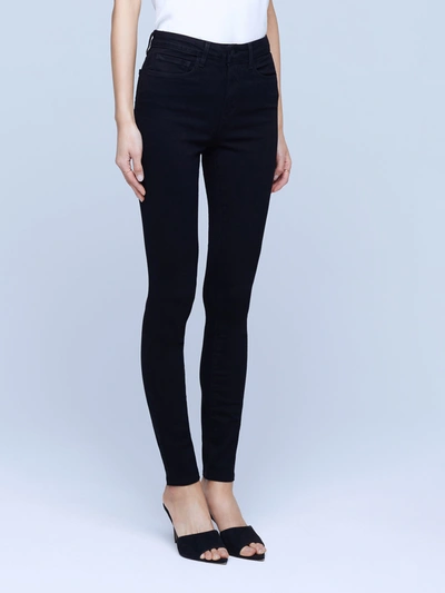 L Agence Marguerite Skinny Jean In Noir Coated In Noir