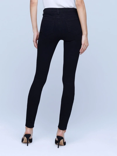L Agence Marguerite Skinny Jean In Noir Coated In Noir