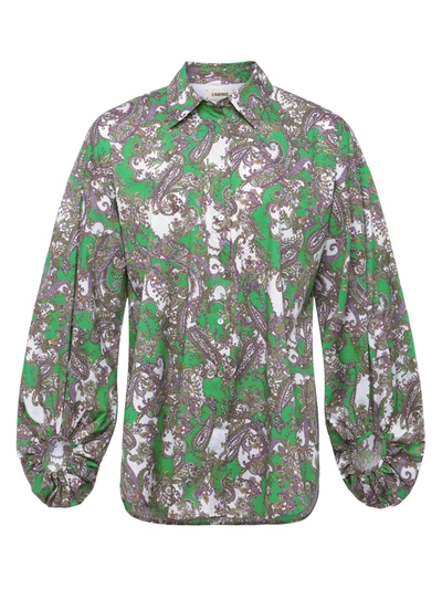 L Agence Mickey Tunic Blouse In Grass Green Multi Small Paisley