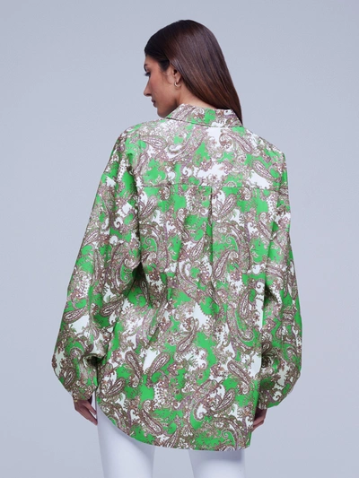 L Agence Mickey Tunic Blouse In Grass Green Multi Small Paisley