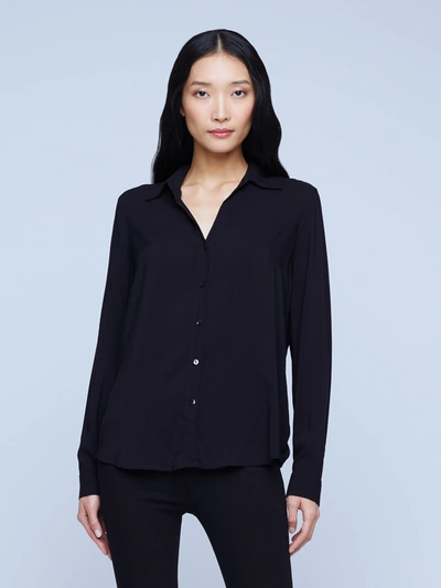 Shop L Agence Nina Silk Blouse In Black