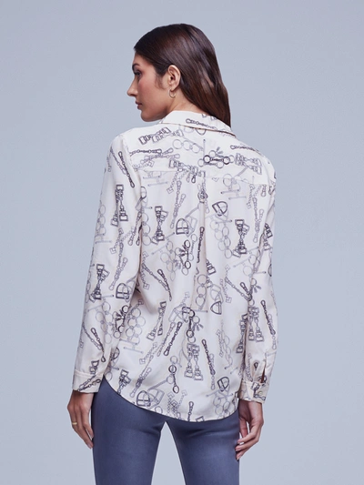 L'agence Nina Blouse In Pearl Multi Horse Bit Buckle