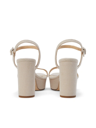 Shop L Agence Odila Platform Sandal In Ecru Linen