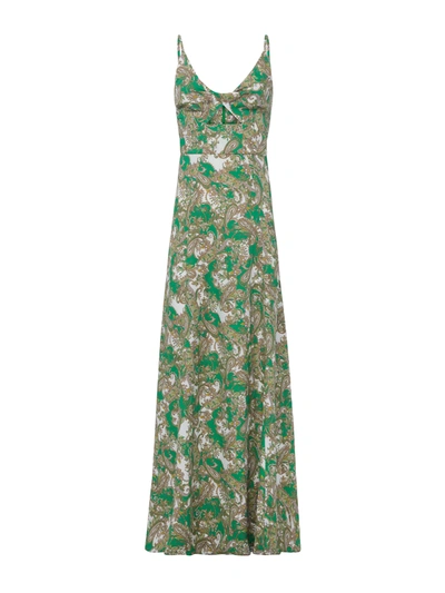 L Agence Porter Twisted Front Dress Grass Gr Mt Sm Paisley 0 In Grass Green Multi Small Paisley