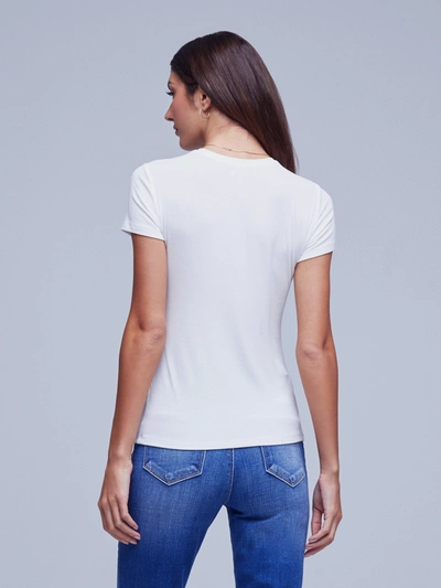 L Agence Ressi Crew Neck Tee In White Micro Modal
