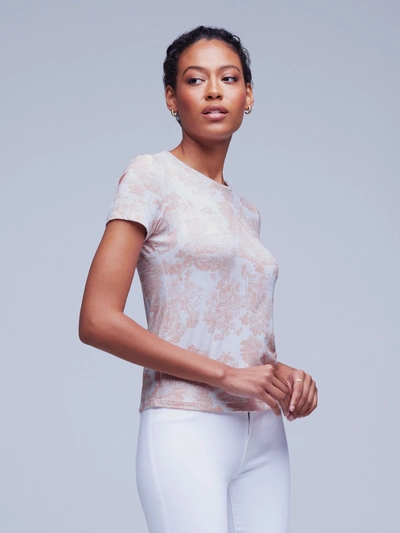 L'agence Ressi Printed Short Sleeve Crewneck Tee In Rose Tan Multi Tropical Toile