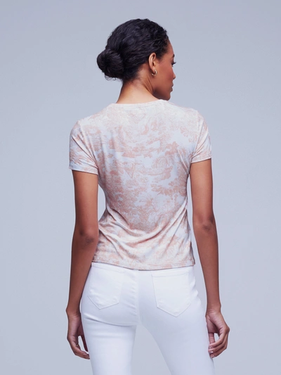 L'agence Ressi Printed Short Sleeve Crewneck Tee In Rose Tan Multi Tropical Toile