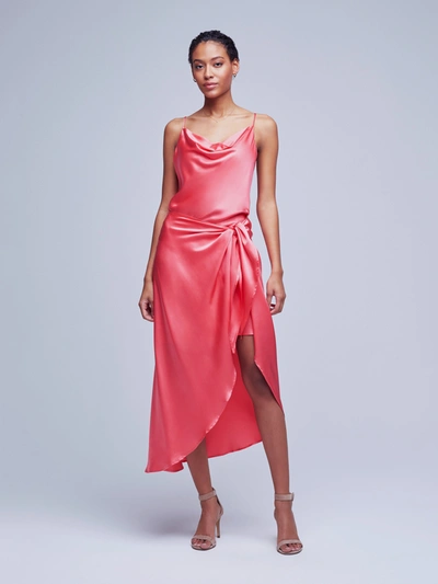 Shop L Agence Rose Wrap Dress In Coral Rose