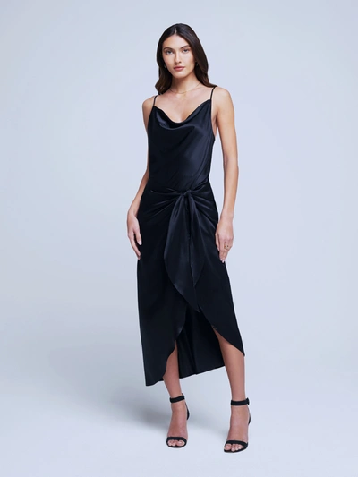 Shop L Agence Rose Wrap Dress In Black