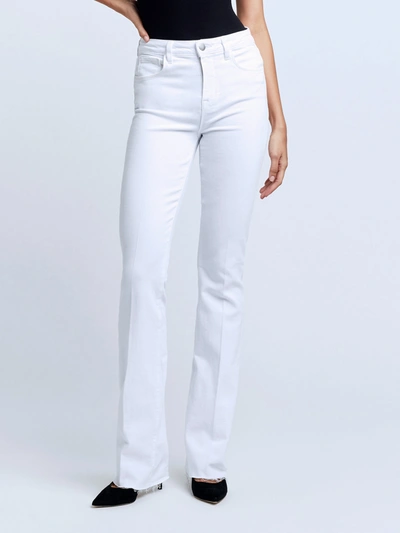 L'agence Selma Cotton Stretch High Rise Bootcut Jeans In Blanc In Blanc