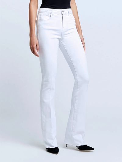 L'agence Selma Cotton Stretch High Rise Bootcut Jeans In Blanc In Blanc