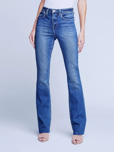 L Agence Ruth High Rise Straight Jeans In Blue