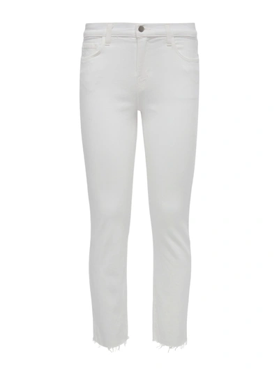 Shop L Agence Sada Slim-leg Cropped Jean In Blanc