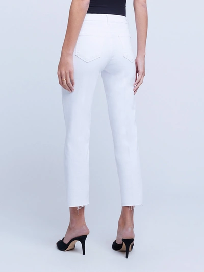 Shop L Agence Sada Slim-leg Cropped Jean In Blanc