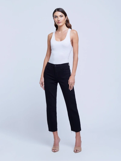 Shop L Agence Sada Slim-leg Cropped Jean In Black