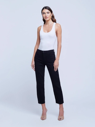 L Agence Marty High Rise Flare Jean In Noir Coated In Black