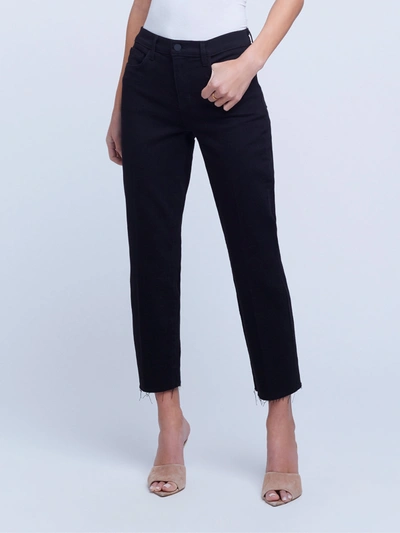 L Agence Marty High Rise Flare Jean In Noir Coated In Black