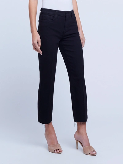 L Agence Marty High Rise Flare Jean In Noir Coated In Black
