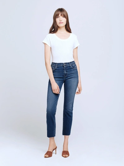 Shop L Agence Sada Slim-leg Cropped Jean In Laredo