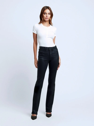 L Agence Selma Coated Jean In Noir Coated